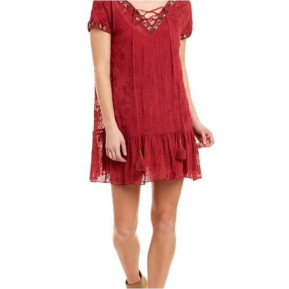 JOHNNY WAS🌻 JADE Sheer Embroidered Lace Up Mini Dress - Picture 5 of 15